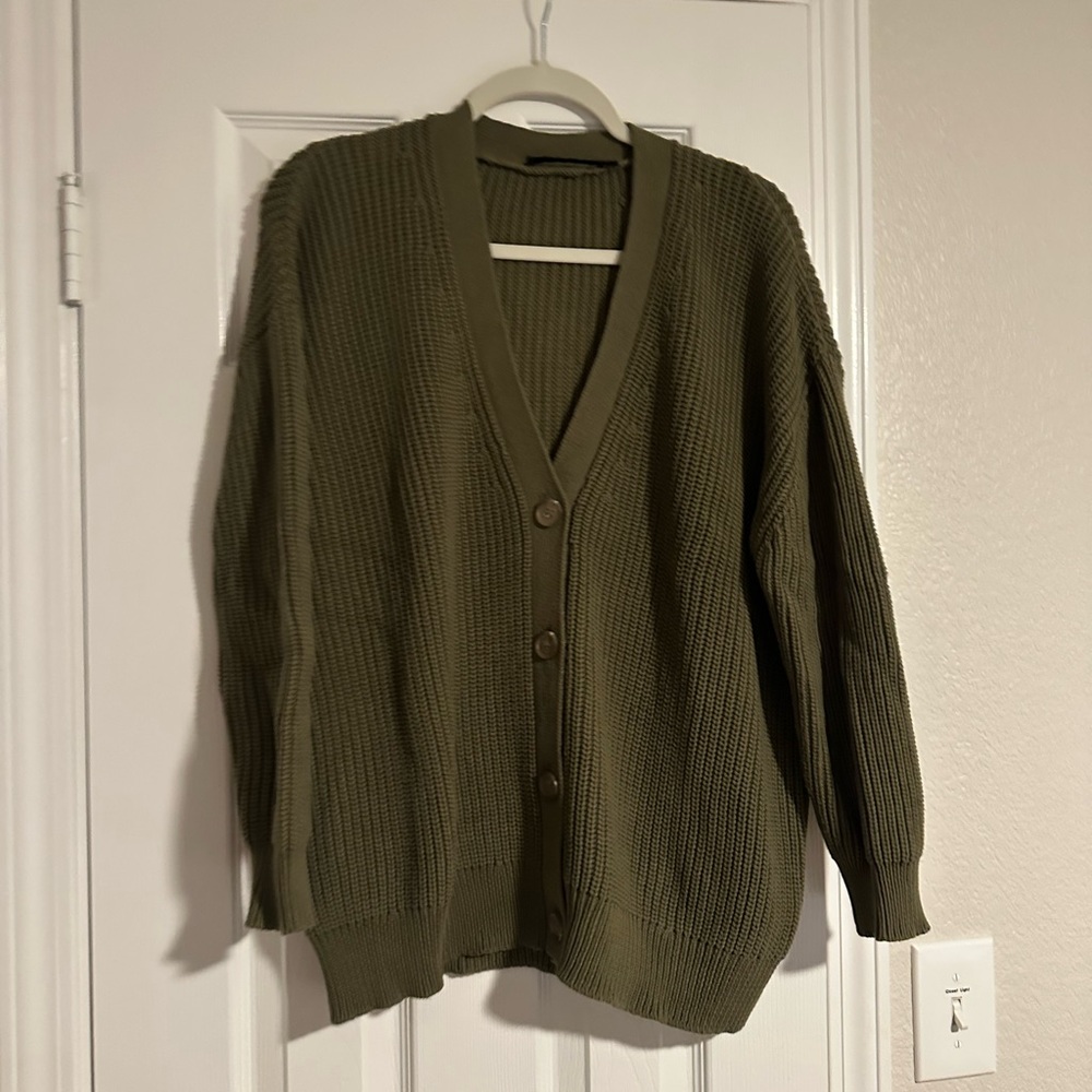 NWOT olive green Jenni Kayne cotton cocoon cardigan. Size Small